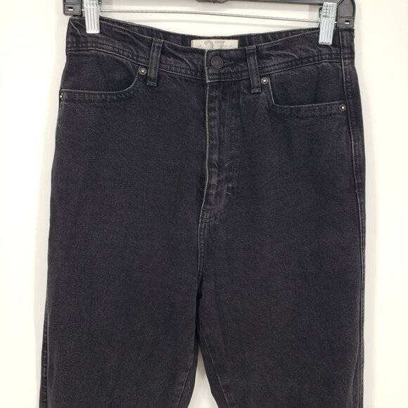We The Free People Straight‎ Leg Jeans 27 High Rise Waist Raw Hem Faded Black - Picture 3 of 10